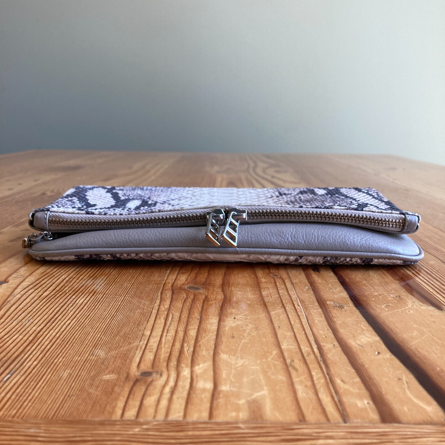 Zadig & Voltaire Python Printed Leather Fold Over Rock Clutch Purse - 1011SC