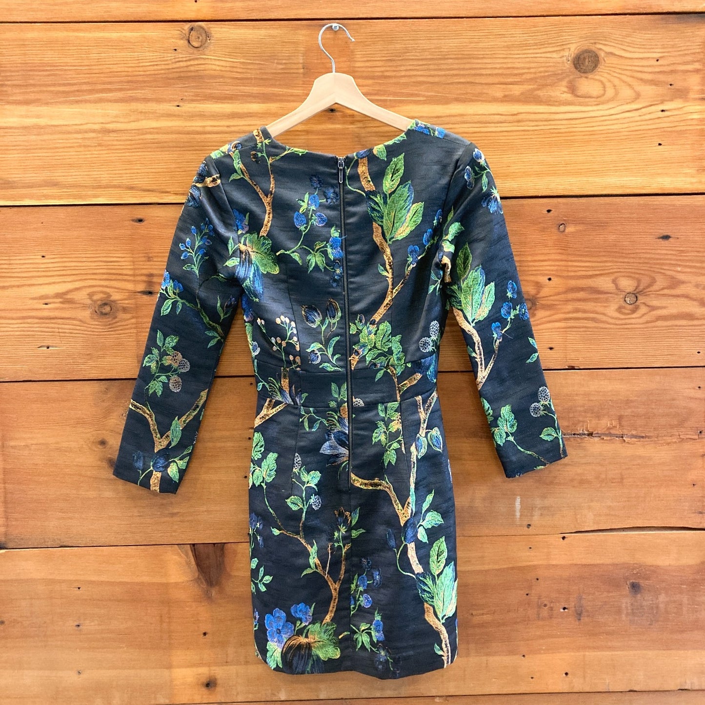 4 - Nicole Miller Black Floral Embroidered Metallic Holiday Dress 1125RS