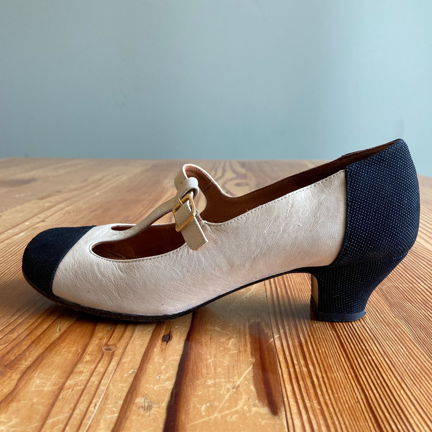 Chie Mihara Two Tone T Strap Mary Jane Heels Shoes - Size 37.5 / 7.5 - 0818SL