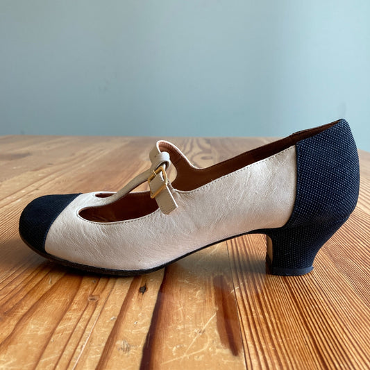 Chie Mihara Two Tone T Strap Mary Jane Heels Shoes - Size 37.5 / 7.5 - 0818SL