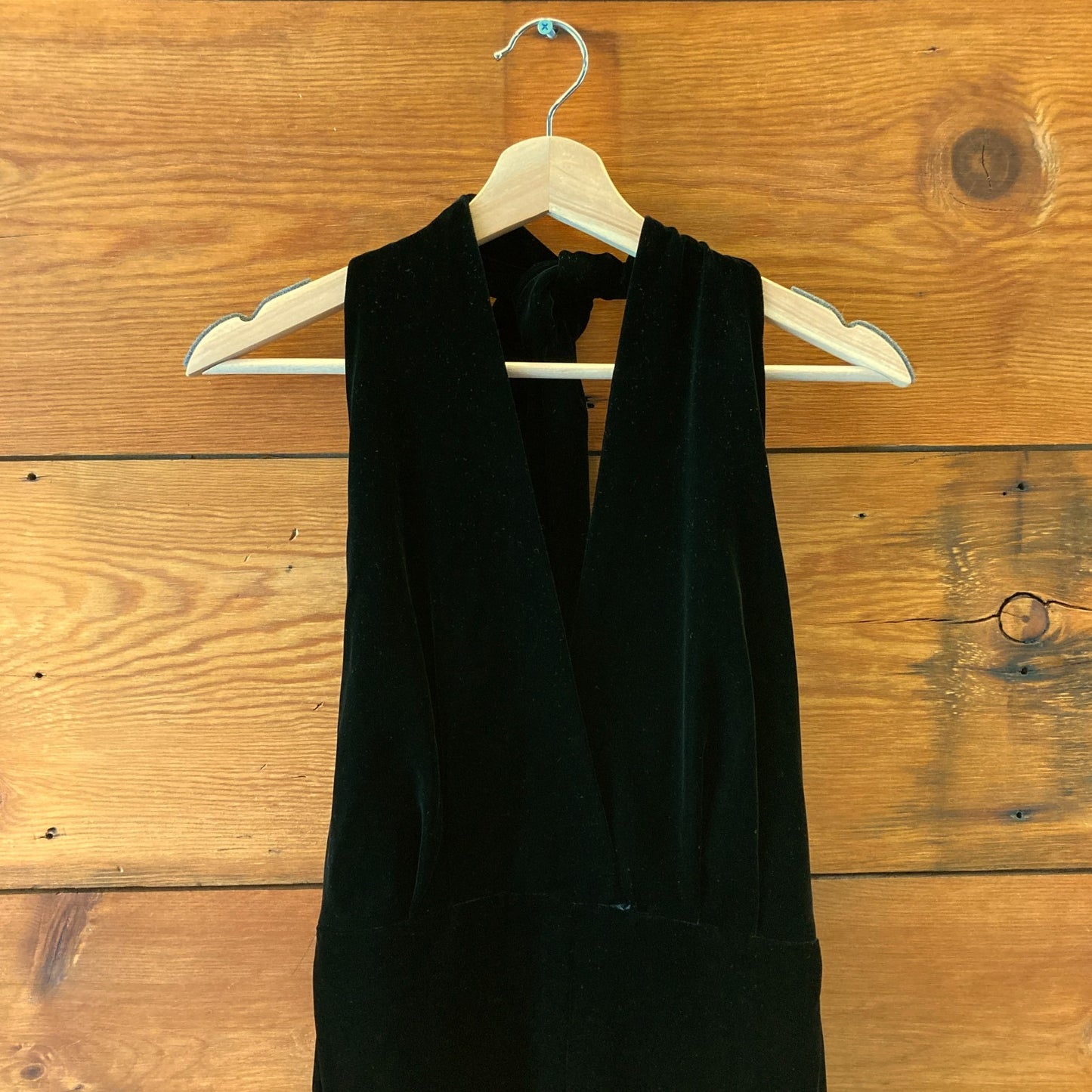 Sezane Black Velvet Shanice Wide Leg Halter Jumpsuit - Size 38 / M - 0208KS