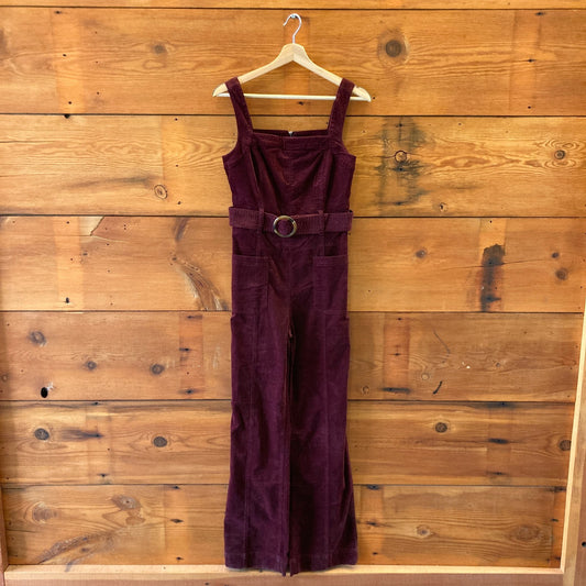 Pilcro Anthropologie Burgundy Corduroy Sleeveless Jumpsuit - Size 0 - 0312IG