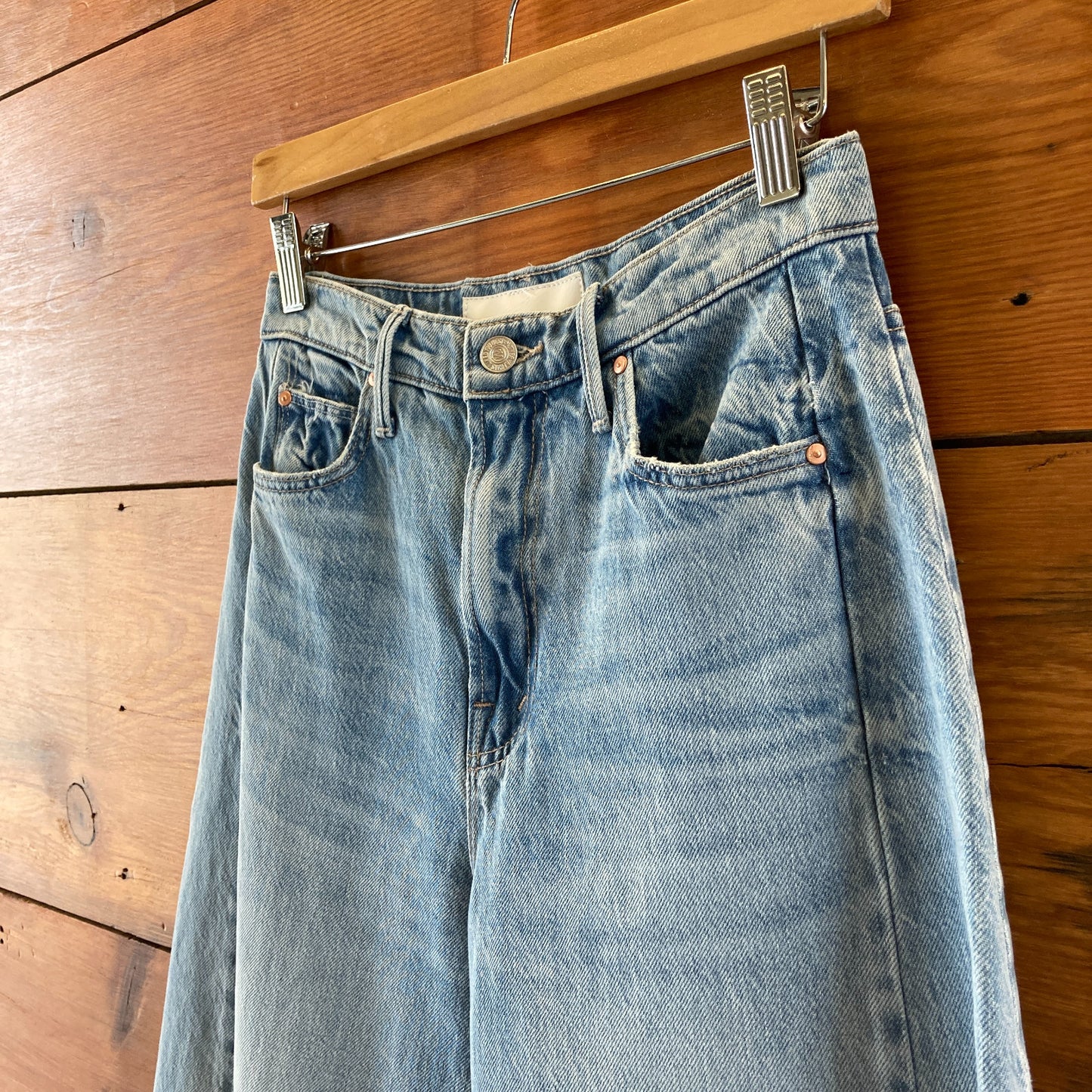 Mother Light Wash Denim Half Pipe Flood Material Girl Jeans - Size 25 - 1103ES