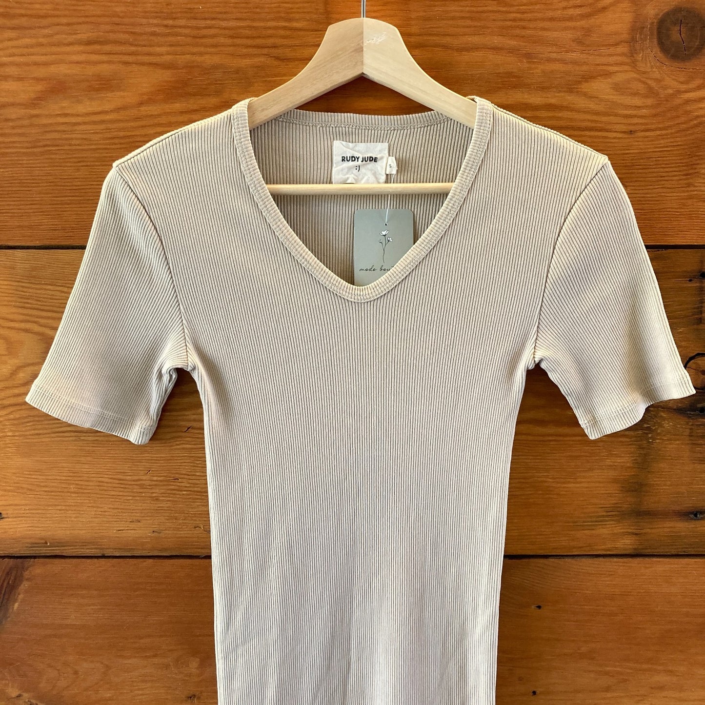 Rudy Jude Tan Ribbed Short Sleeve OG Cotton Backyard Dress - Size S - 0502NR