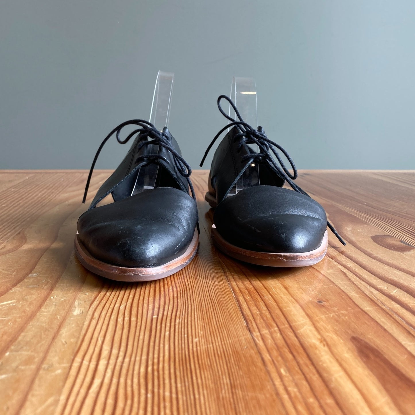 7.5 - Loeffler Randall Black Leather Willa Pointed Lace Up Flats Shoes 0619SM