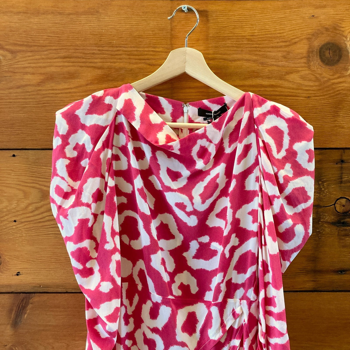 Isabel Marant Pink Drop Print Carley NEW Puff Sleeve Dress - Size 38 / 1029SB