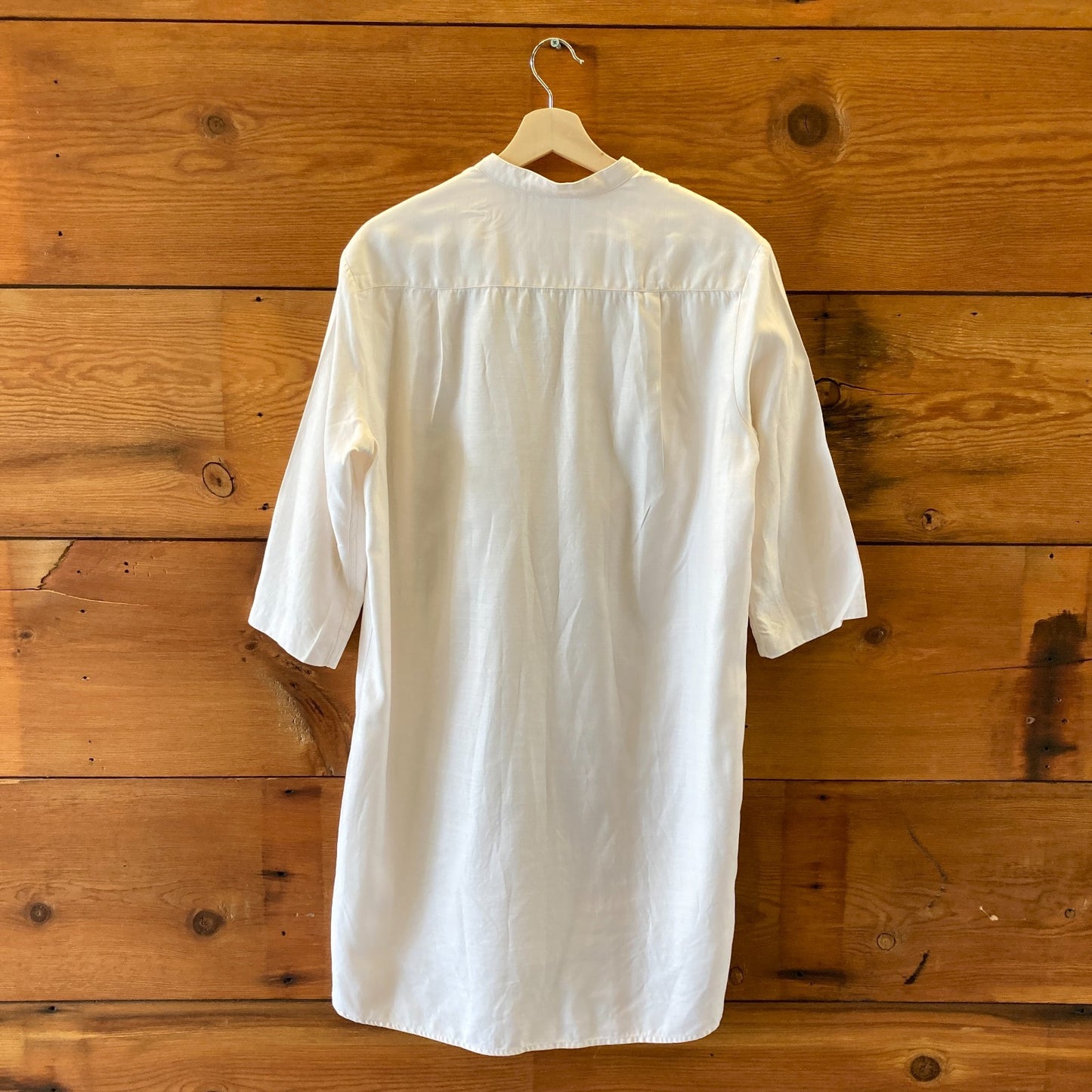 Filippa K Ivory V Neck 3/4 Sleeve Tencel Tunic Mini Dress - Size M - 0705MD