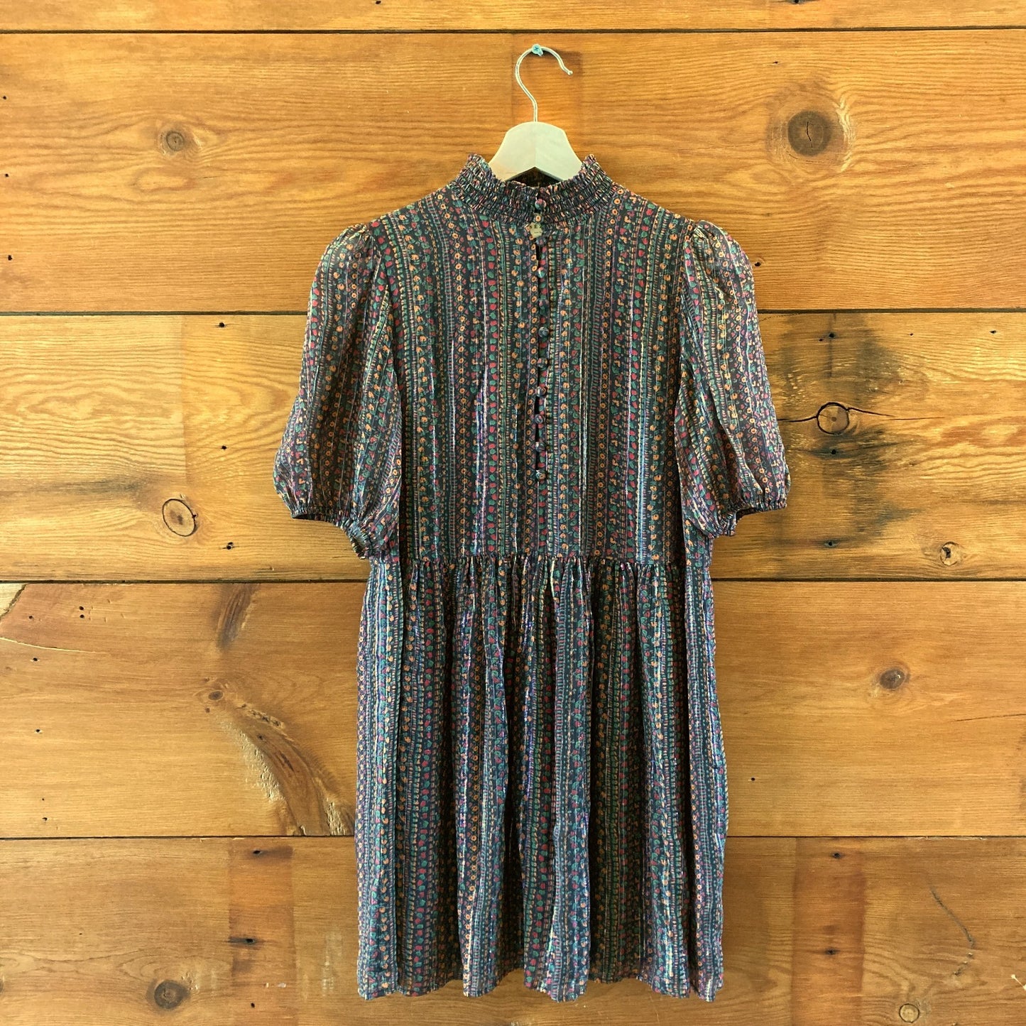 Sezane Autumn Prints Floral Pattern Metallic Thread Holy Dress - 0503RK