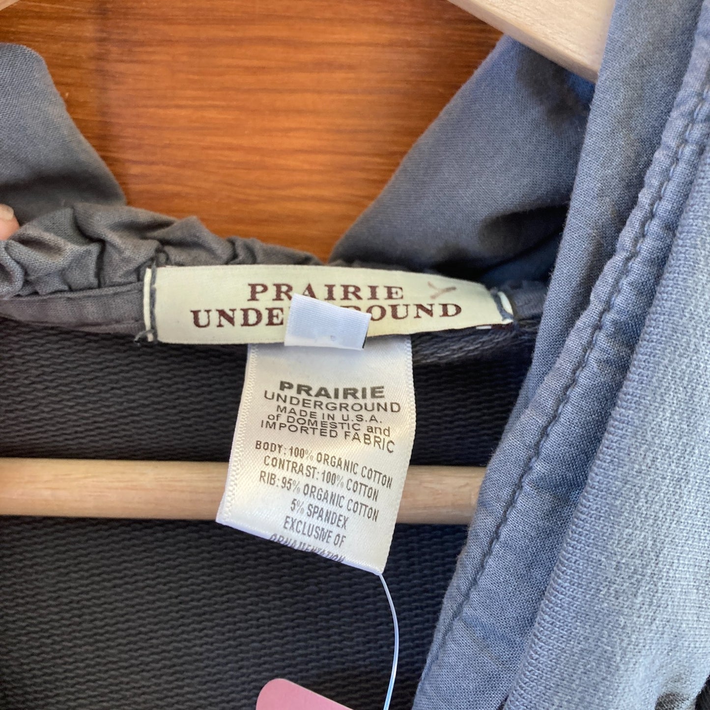 S - Prairie Underground Gray Zip Up Ruched Hoodie Long Cloak Jacket 0609CM