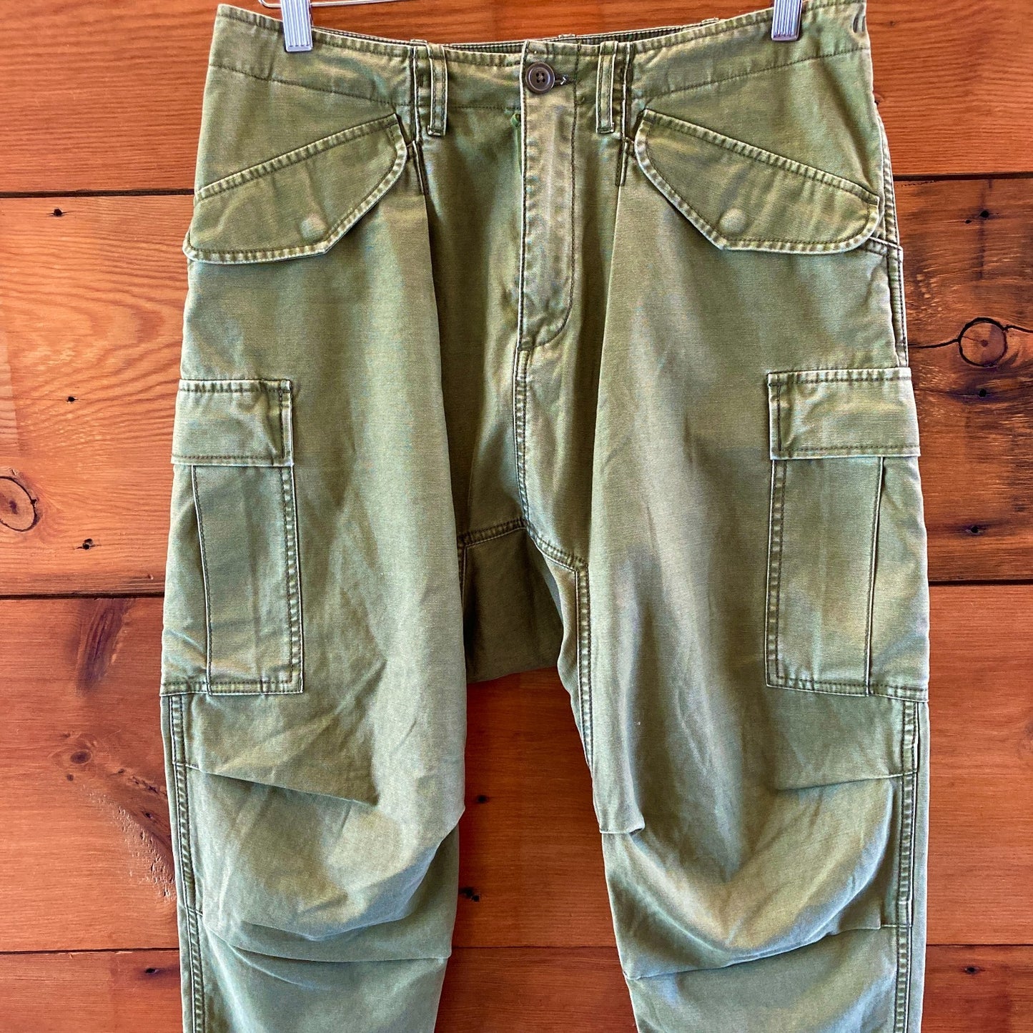 R13 $345 Olive Green Drop Crotch Harem Cargo Pants - Size 27 - 1011SC