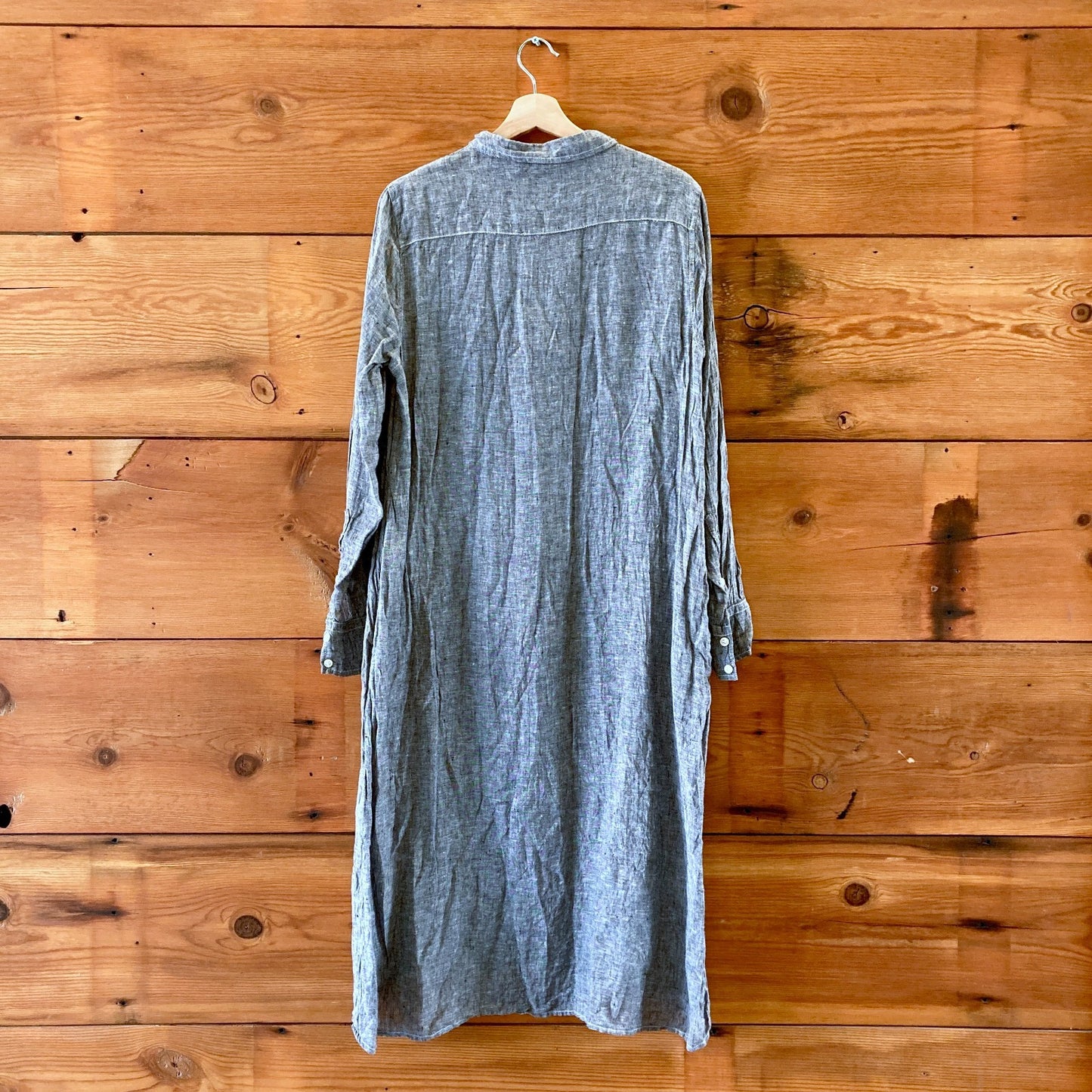 CP Shades Gray 100% Linen Long Sleeve Button Front Shirt Dress - Size M - 0721DK