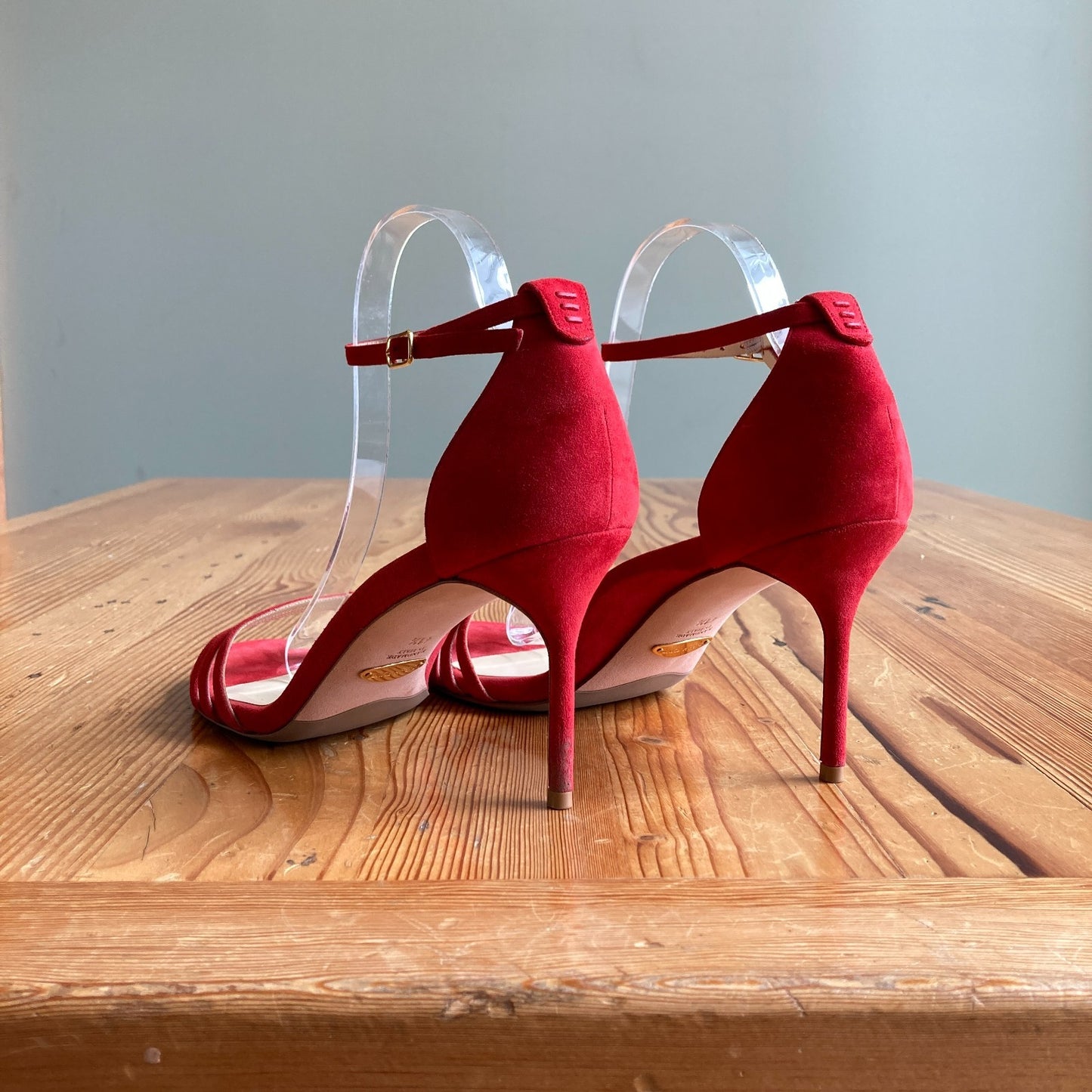 Sarah Flint Red Suede Perfect High Heel Sandals w/ Box - Size 10.5 - 0720MP