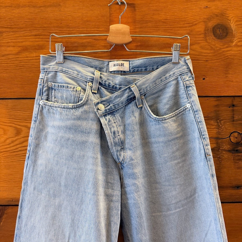 AGOLDE $198 Criss Cross Upsized Button Front Relaxed Jeans - Size 28 - 0404AK