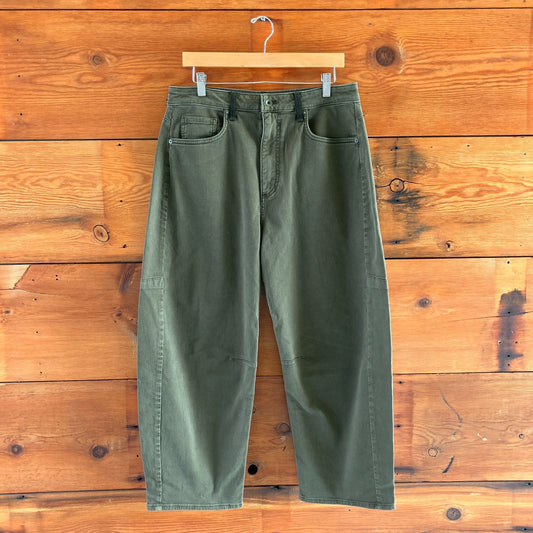 29 - Rag & Bone $298 Green & Black Chase High Rise Barrel Leg Pants NEW 0716MD