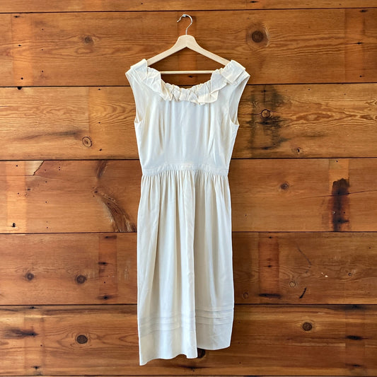 Prada Ivory White Sleeveless V Back Midi Length Dress - Size 42 / M - 0908CG
