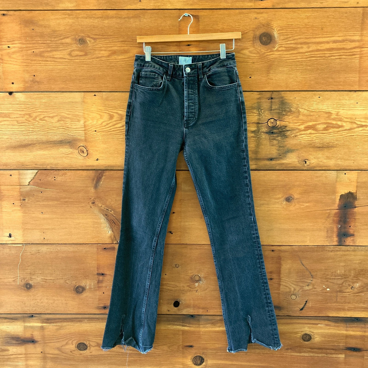 Anine Bing Black Button Fly Roxanne Split Hem Flare Jeans - Size 28 - 0504AK