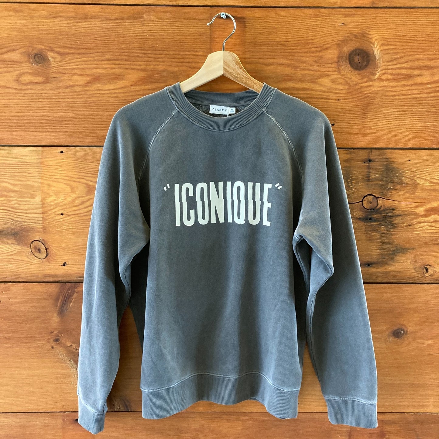 M - Clare V. Dark Gray 'ICONIQUE' Crew Neck Pullover Sweatshirt 0306CH