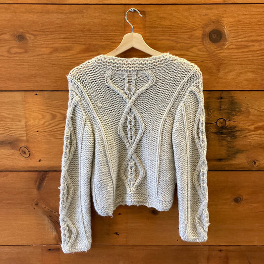 Tejido Gray Heirloom Knit Alpaca Cropped Cardigan Sweater - Size XS - 0312IG