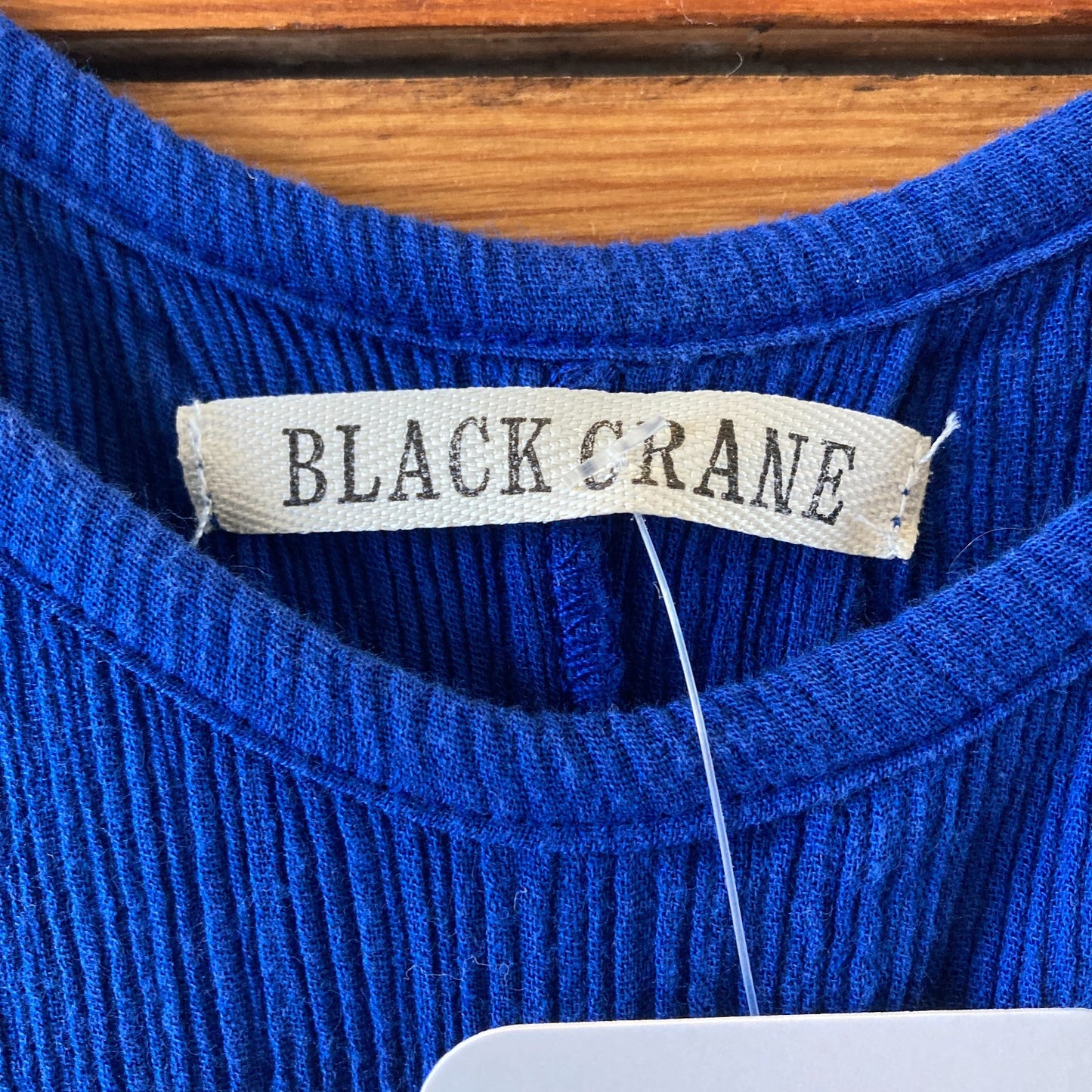 L - Black Crane Blue 100% Gauze Cotton Sleeveless Raw Hem Maxi Dress 0416JW