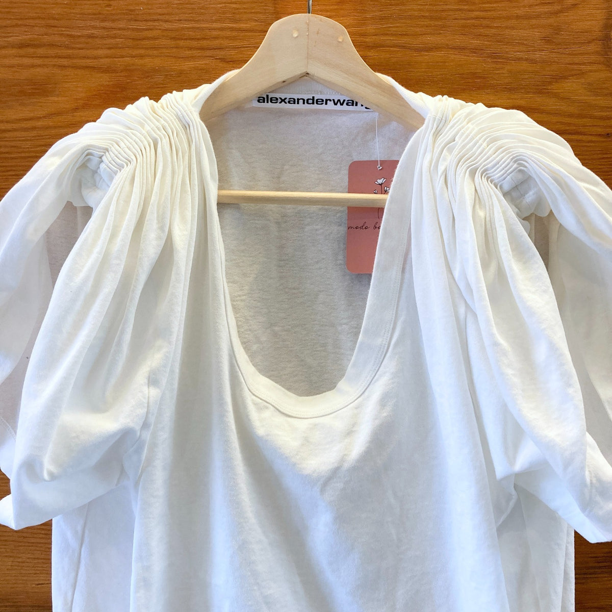 Alexander Wang Padded Shoulder Scoop Neck T Shirt Top - Size S/M - 0422VS