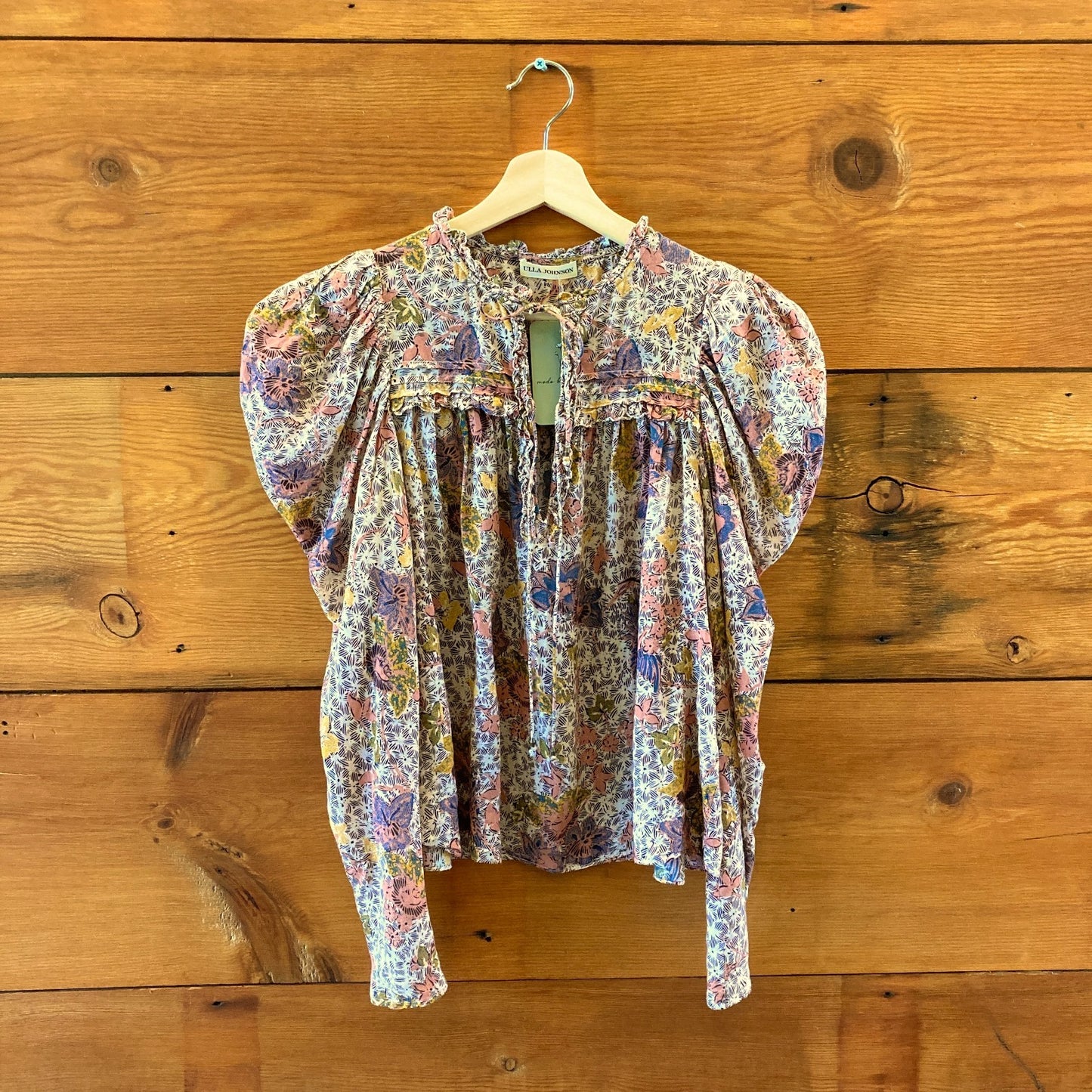 Ulla Johnson Ivory Printed Cotton Long Sleeve Blouse Top - Size 4 - 0425KN