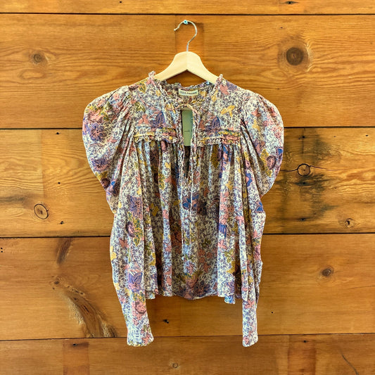 Ulla Johnson Ivory Printed Cotton Long Sleeve Blouse Top - Size 4 - 0425KN