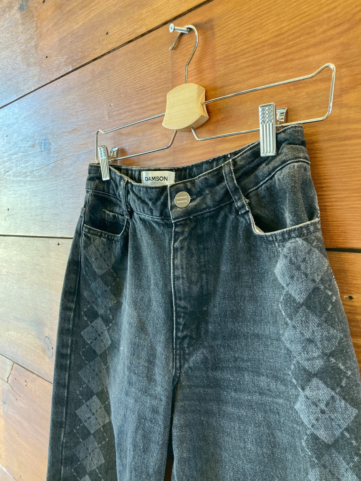Damson Madder Black Wash Argyle Print Sylvie Jeans - Size 8 - 0717SM