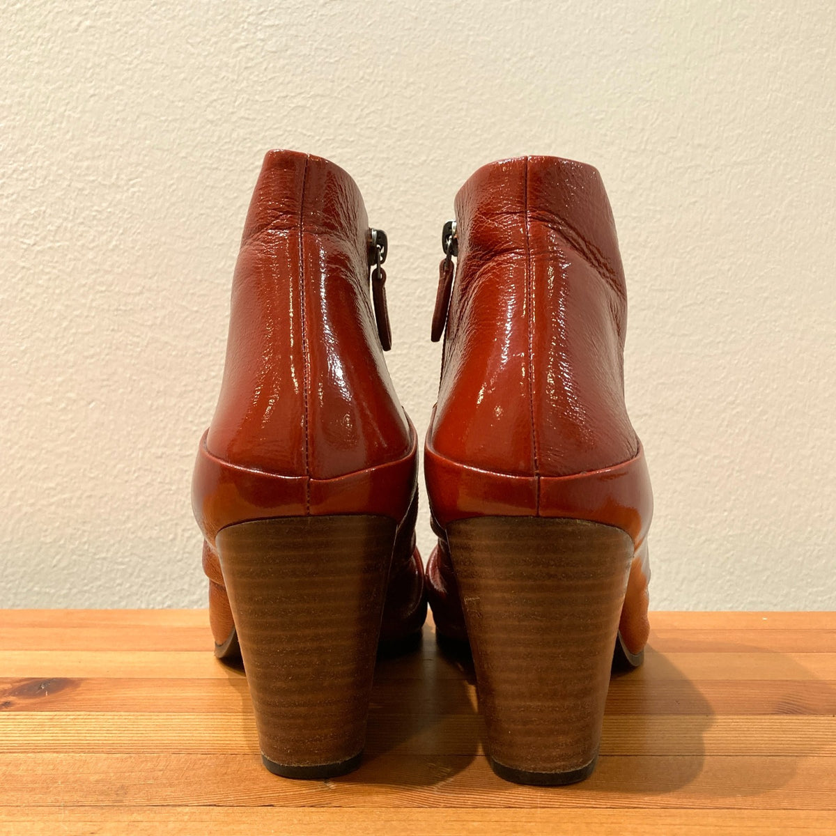 Bruno Premi Red Patent Leather Ruched Ankle Boots - Size 41 / 10 - 0530JF