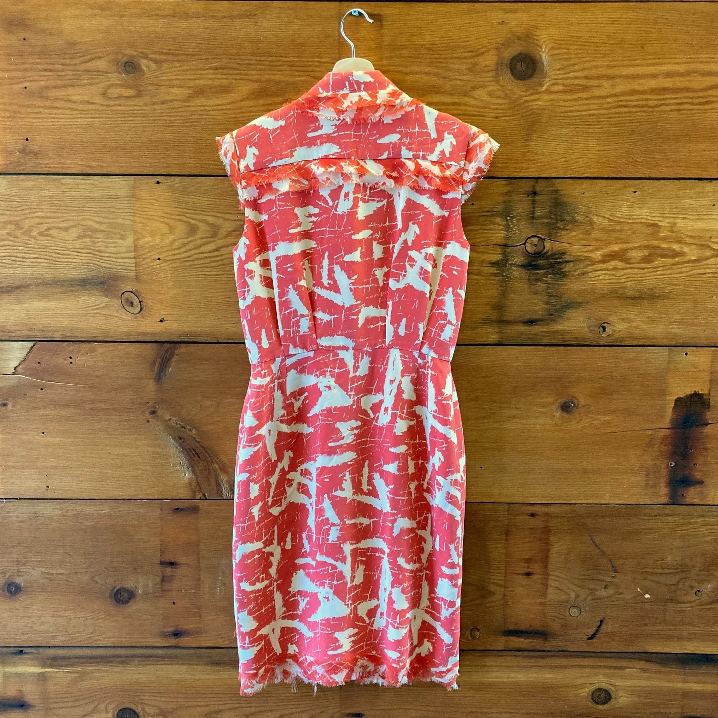 Oscar De La Renta Vintage Pink & White Printed Silk Dress - Size 6 - 1029SB