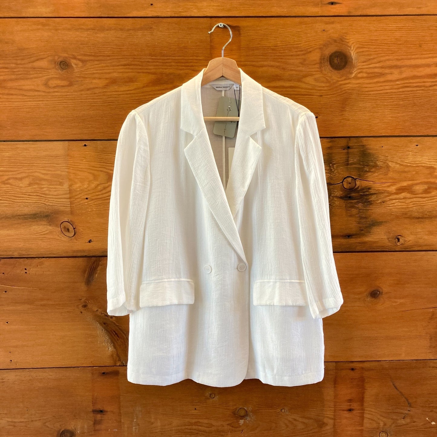 Meilleur Moment NEW White Textured Blazer Jacket - Size 36 / S - 0421SM