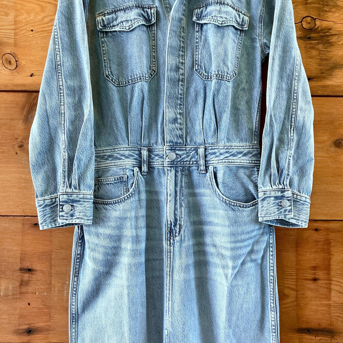 Madewell $168 Altoona Wash Denim Midi Length Shirt Dress - Size 8 - NEW - 0105MR