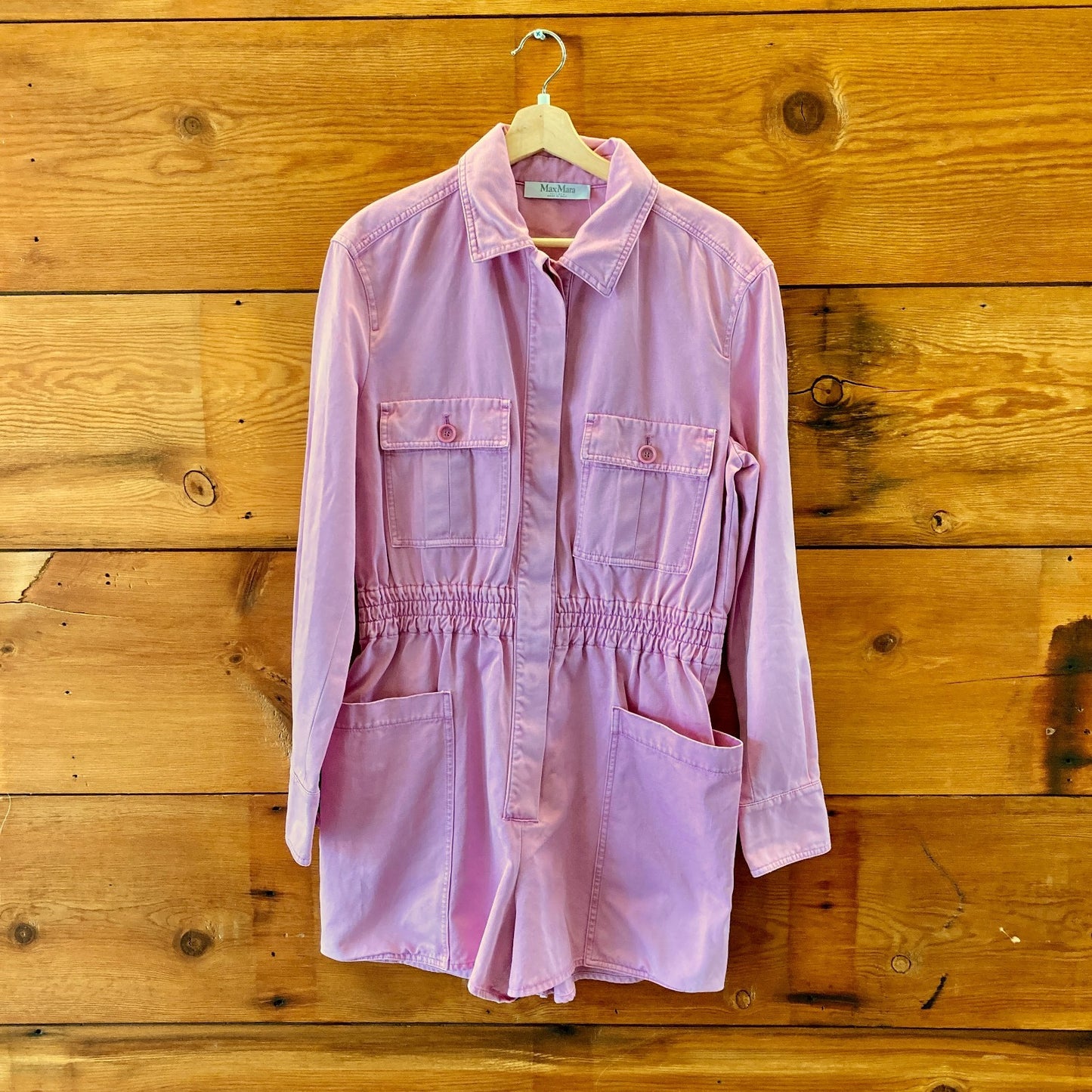 Max Mara Pink Visiera Cotton Drill Playsuit Romper - Size 14 1103ES
