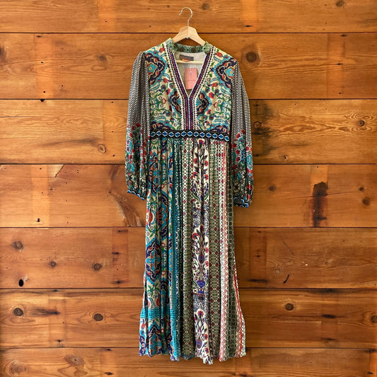 4 - Bhanuni Jyoti Anthropologie Multicolor Print Long Sleeve Maxi Dress 0830KR