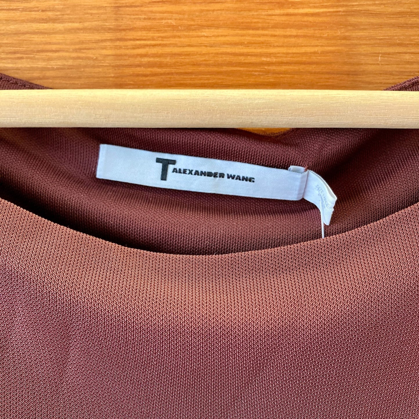T Alexander Wang Burgundy Long Sleeve Mesh Inset Fitted Dress - Size L - 0709EH