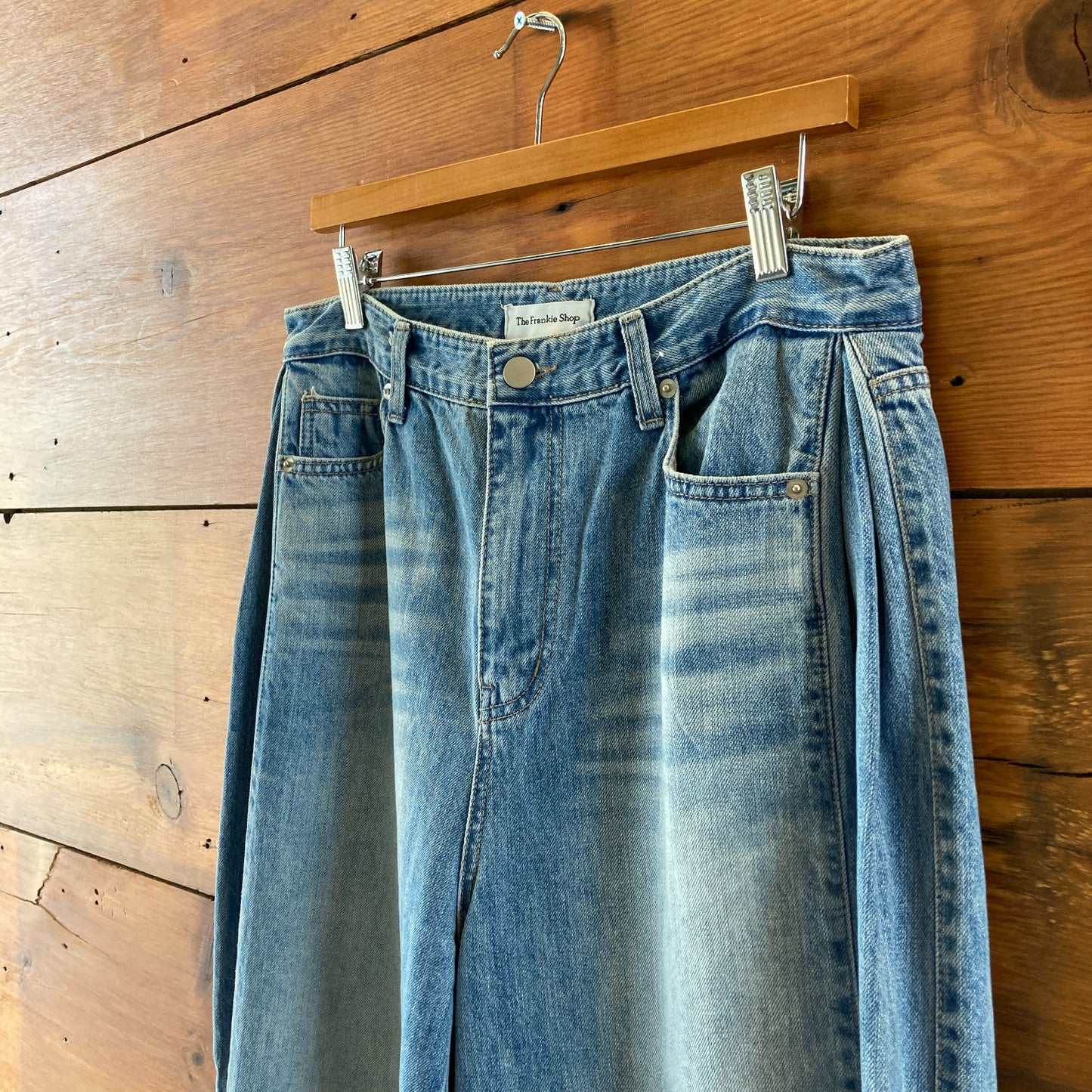 The Frankie Shop Medium Blue Denim Wide Leg Light Wash Jeans - Size M - 0204MP