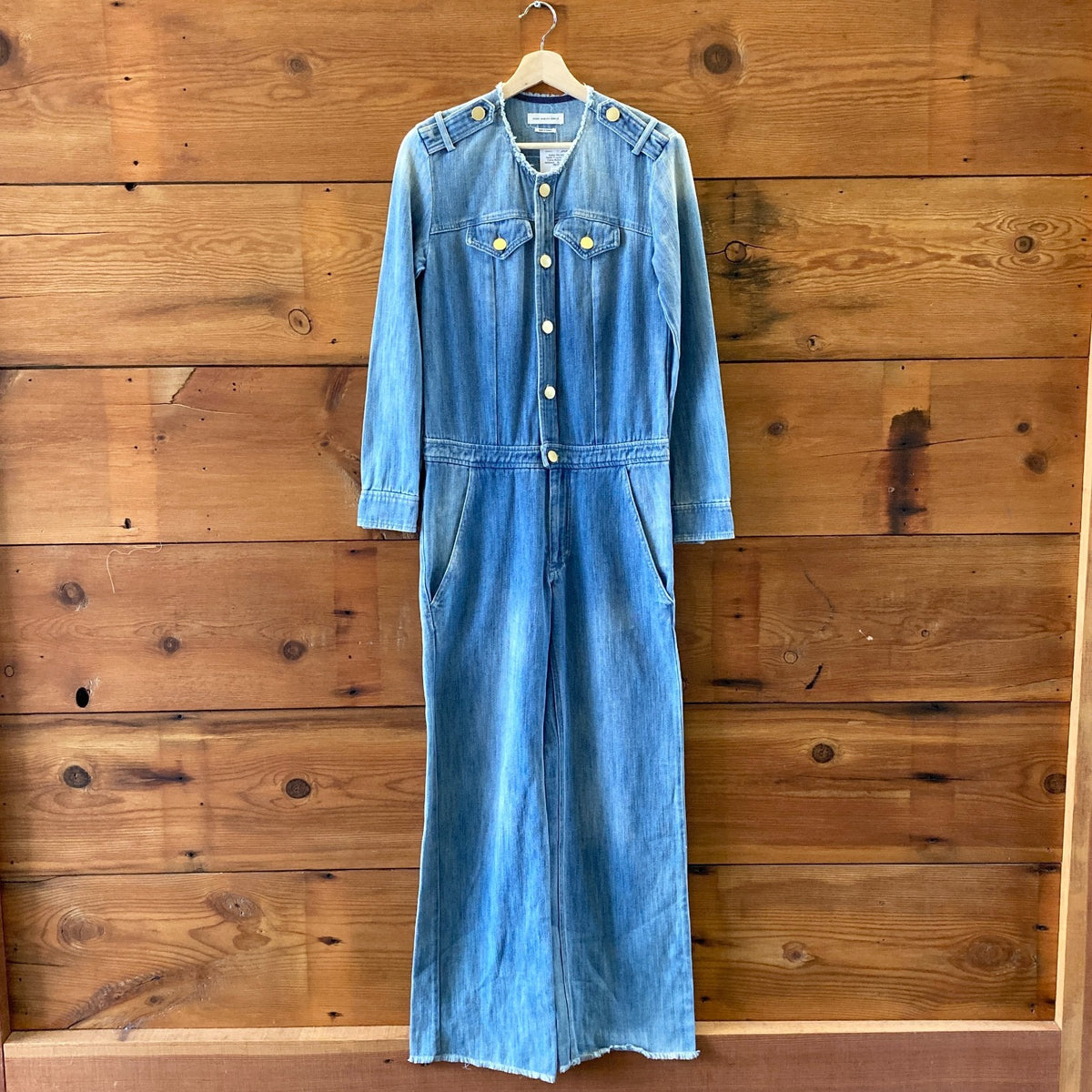 Isabel Marant Denim Frayed Trim Ojima Button Up Jumpsuit - Size 36 / S - 0927EK