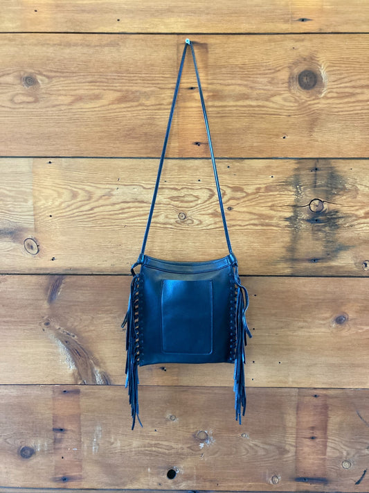 Hobo International Black Leather Fringe Crossbody Bag Purse - 1018RM