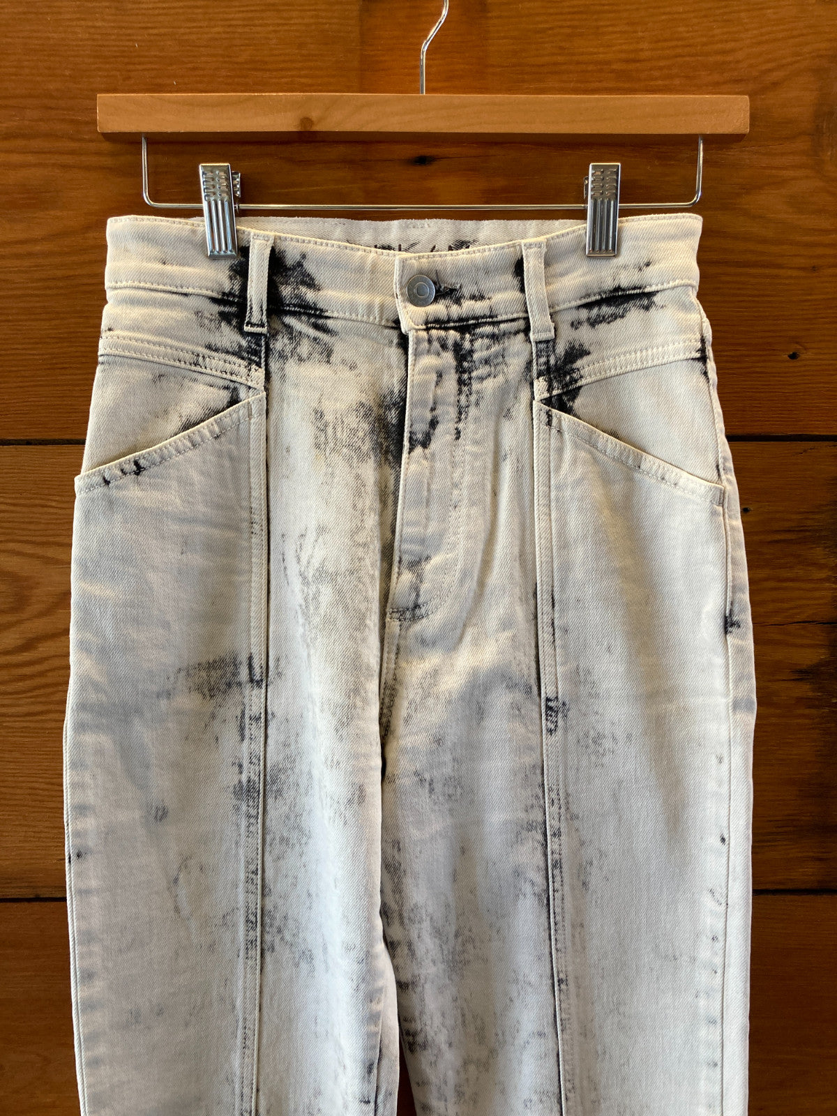 Stella McCartney White Acid Wash Galaxy Seam Front Jeans - Size 25 - 0320HJ