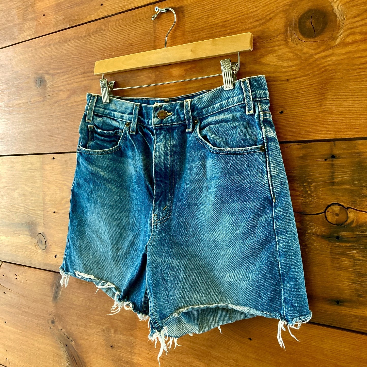 Nili Lotan Denim Yoann Medium Wash Frayed Hem Jean Shorts - Size 27 - 0209SB