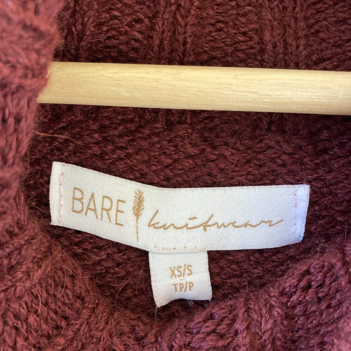 XS / S - Bare Knitwear Burgundy Turtleneck Pullover Boxy Fit Sweater 0510AY