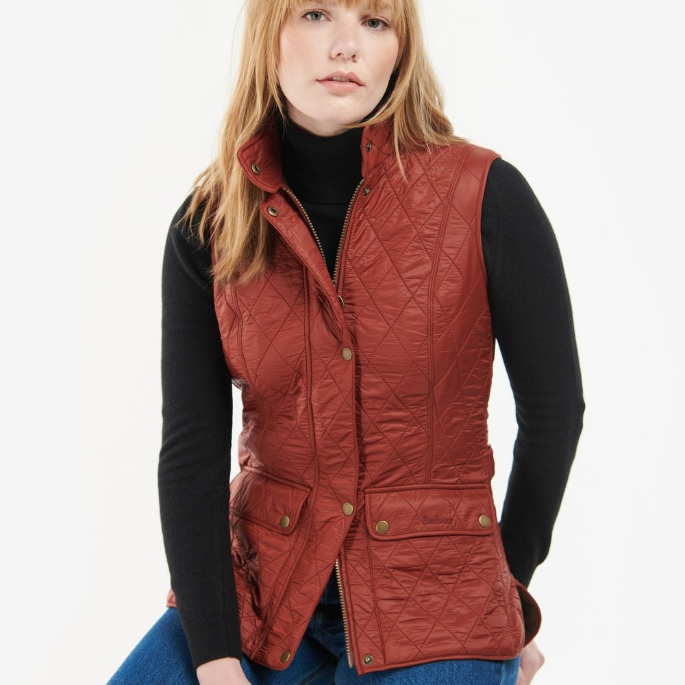 8 US - Barbour $184 Dark Red Quilted Nylon Wray Gilet Zip Up Vest Jacket 1130TS