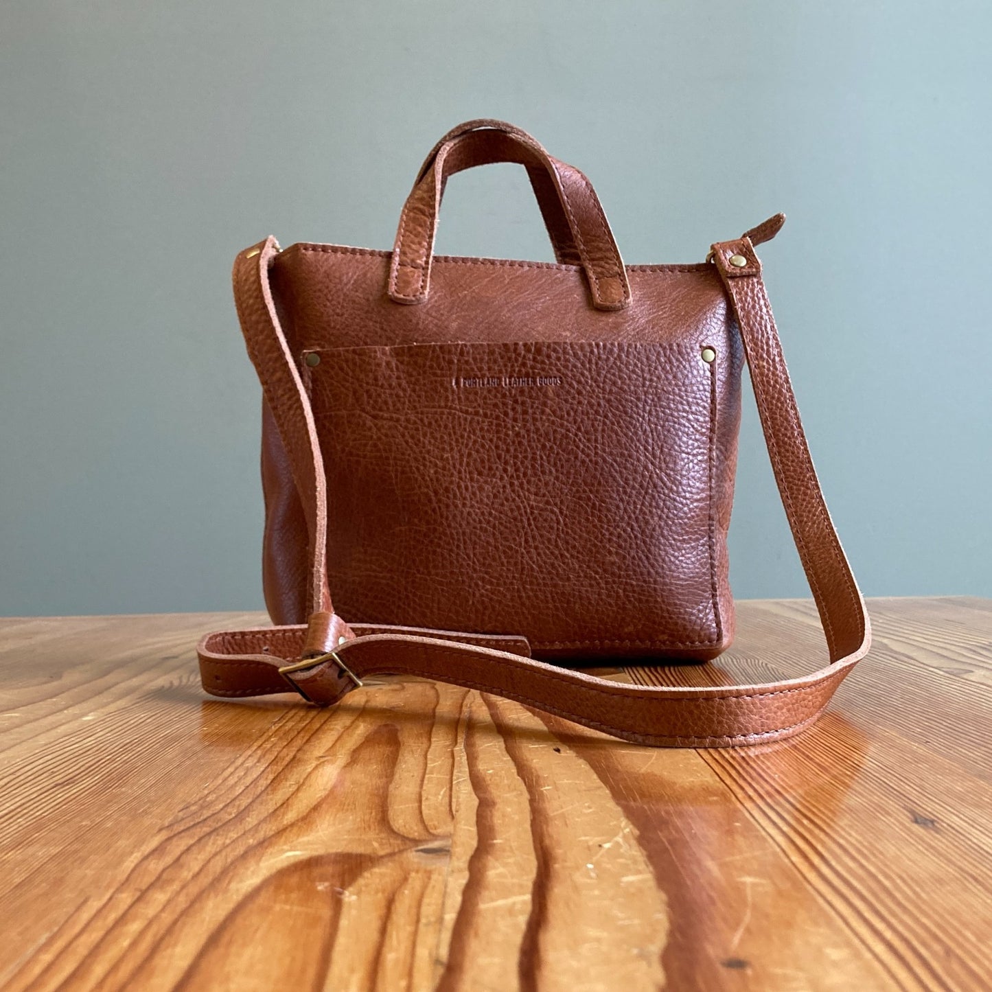 Portland Leather Goods Brown Mini Crossbody Top Handle Tote Bag 0104KR