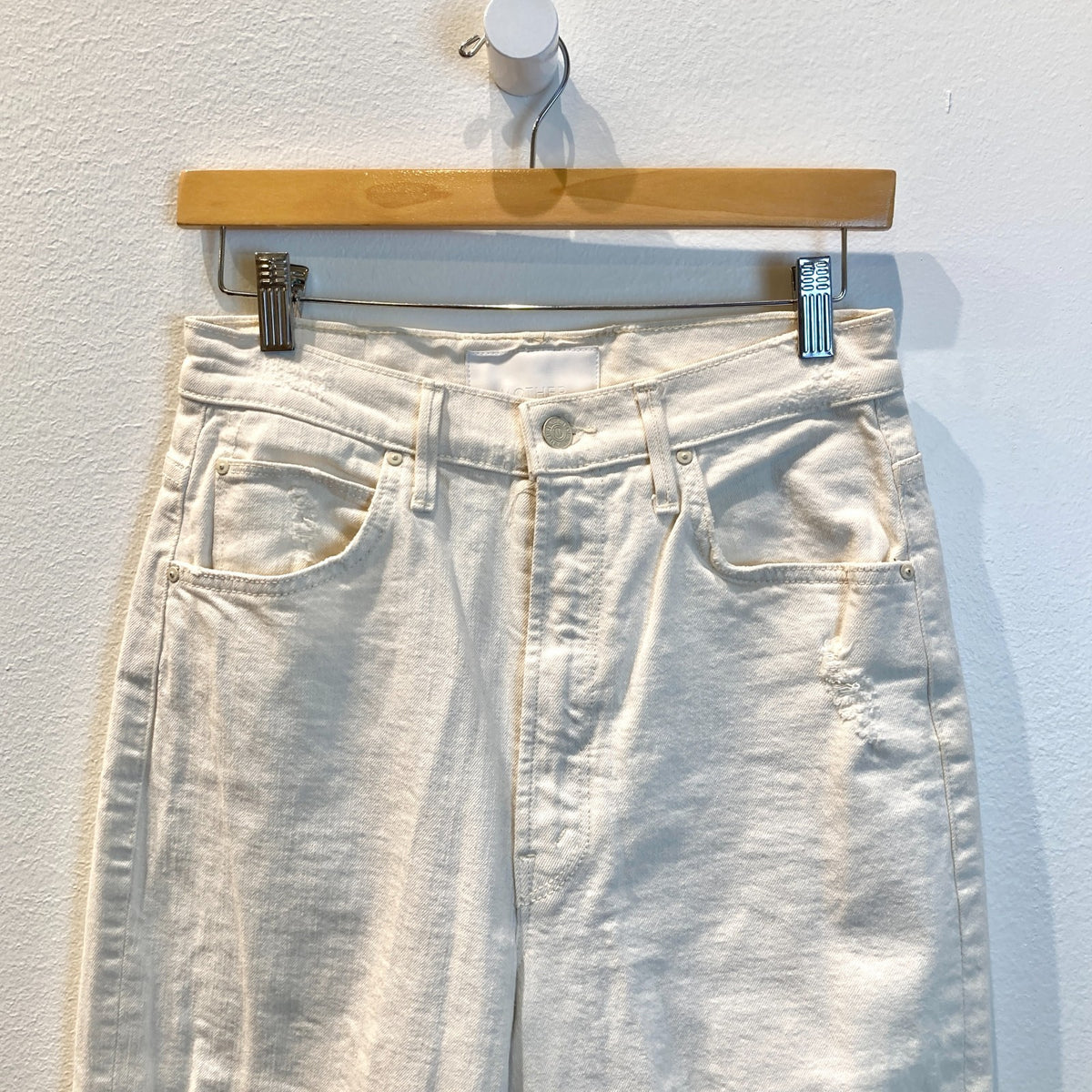 Mother Superior Unnatural Acts Ivory Tunnel Vision Sneak Jeans - Sz 26 - 1201CC
