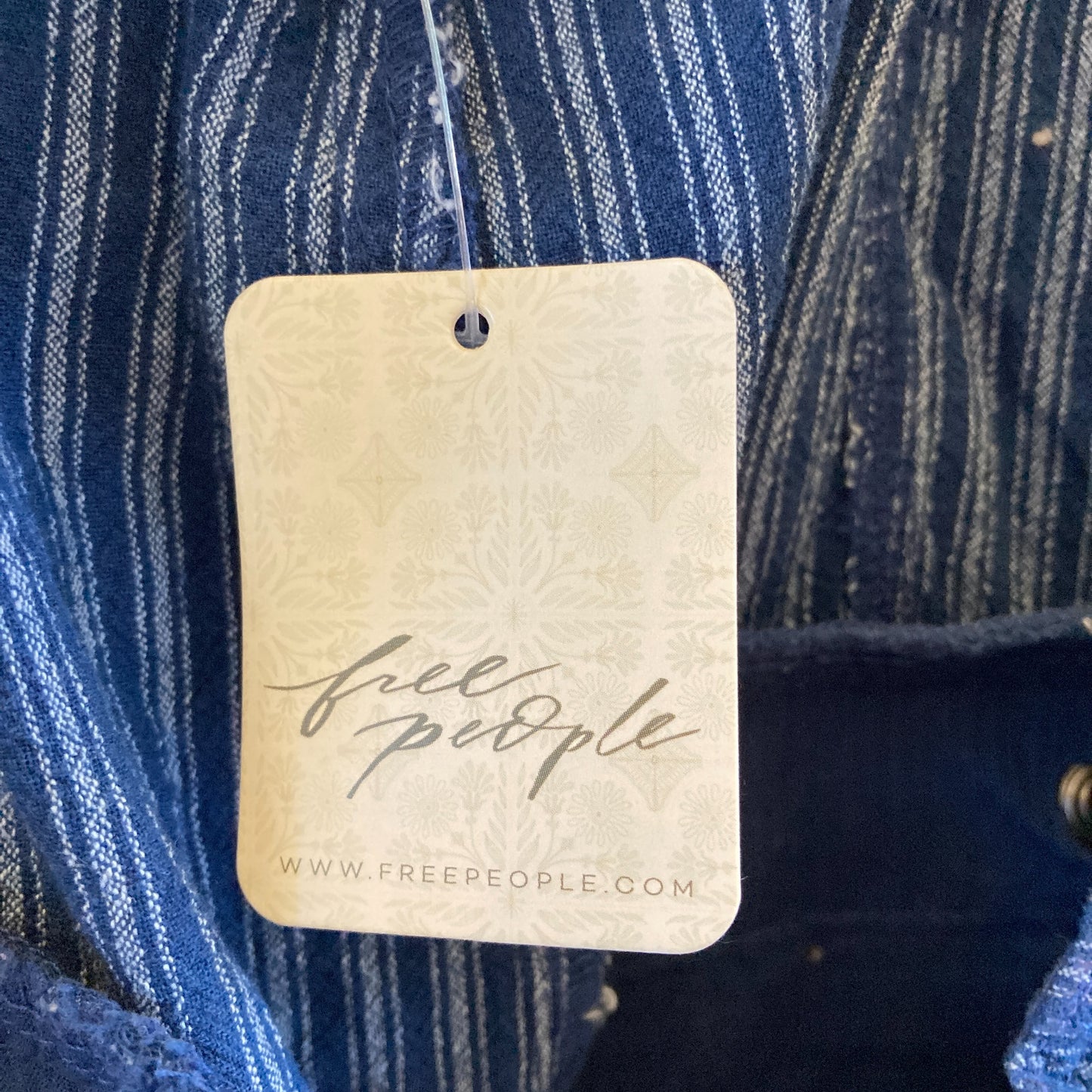 Free People $98 Blue Striped Drop Crotch Pants - Size L - NEW - 1122CT