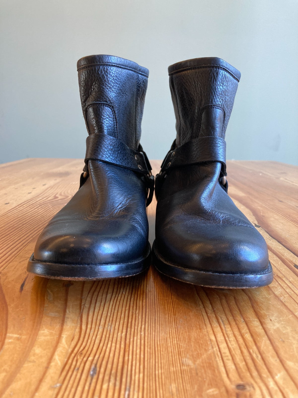 Frye Black Leather Phillip Harness Short Boots - Size 9 - 0322MA