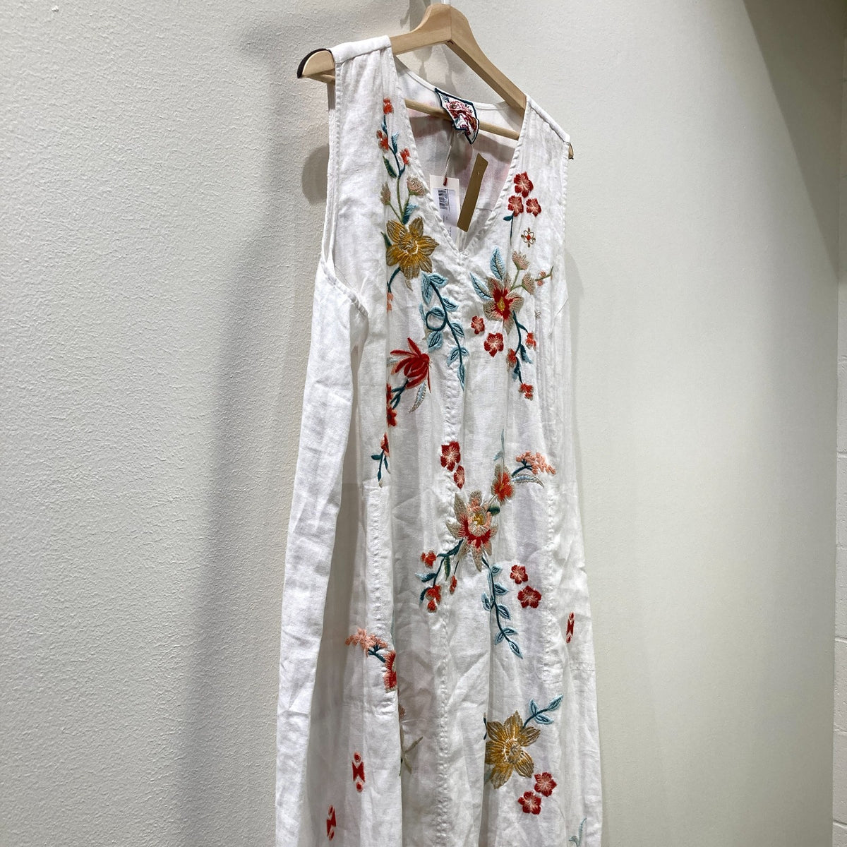 Johnny Was $270 White Linen Andrean Embroidered Tank Dress - XXL - NEW - 0217RC