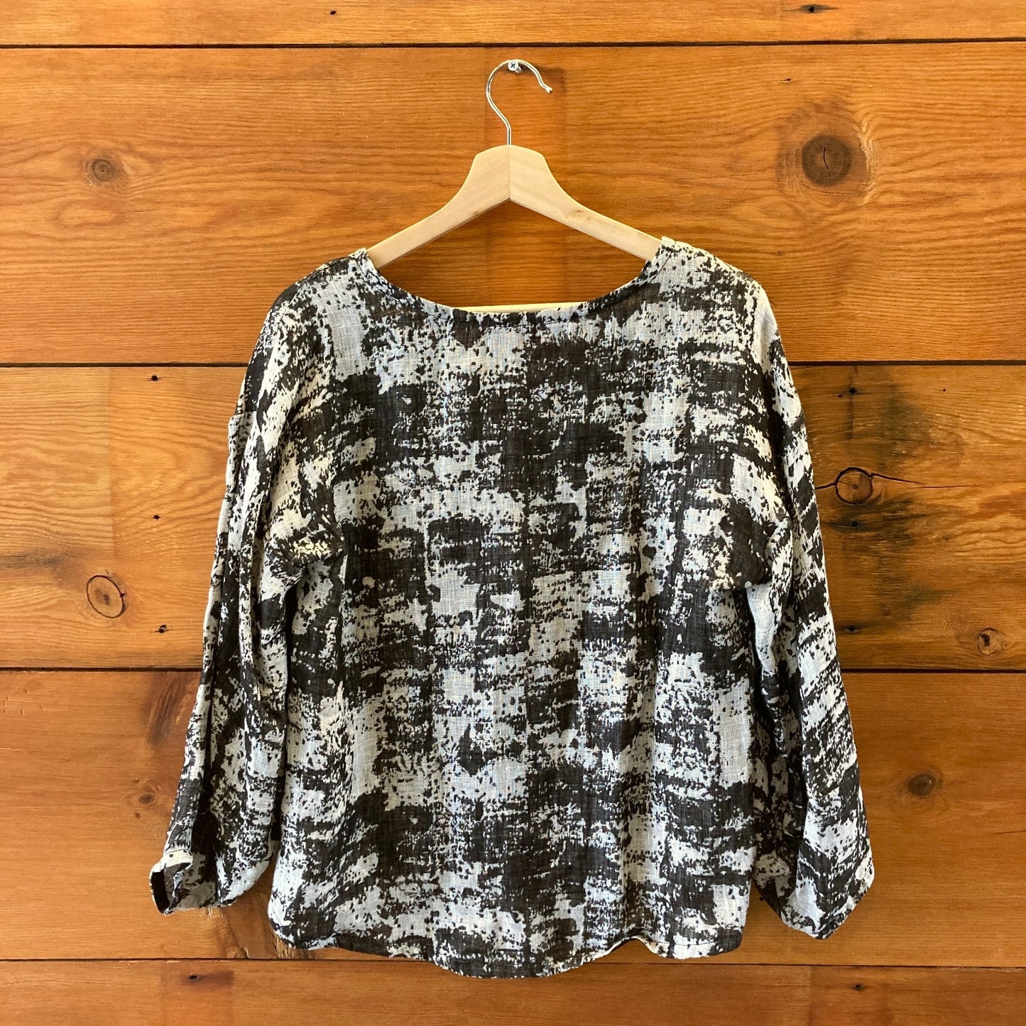 Garnish Black White Printed Linen $228 Portland Designer Top - Size XS - 1229MK