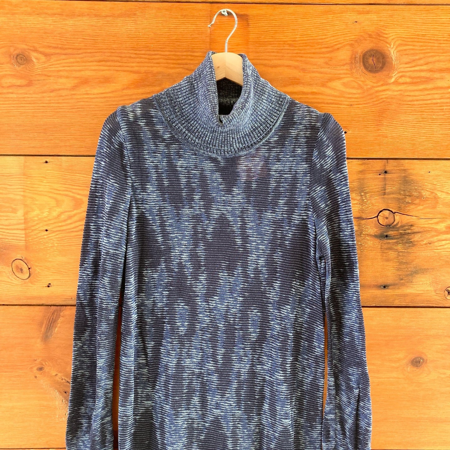 S - A Detacher Indigo Knit Long Sleeve Turtleneck Sweater Dress 0313AH