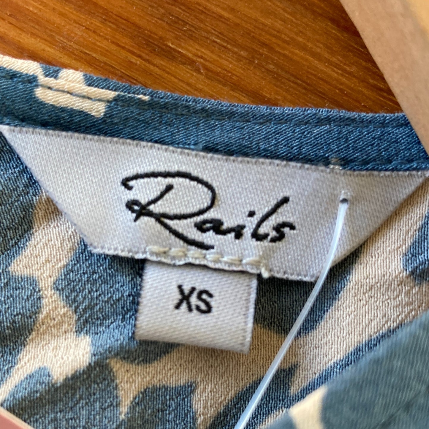 XS - Rails Blue & Cream Sleeveless Gabriella Ruched Drawstring Midi Dress 0121MB