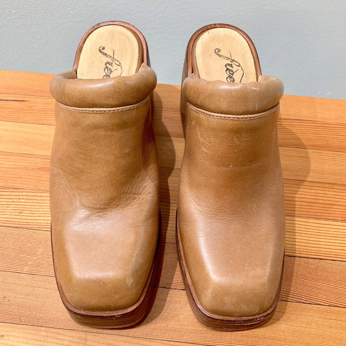 Free People Tan Ruby Platform Mule Slip On Heels Shoes - Size 36 / 6 - 0312IG